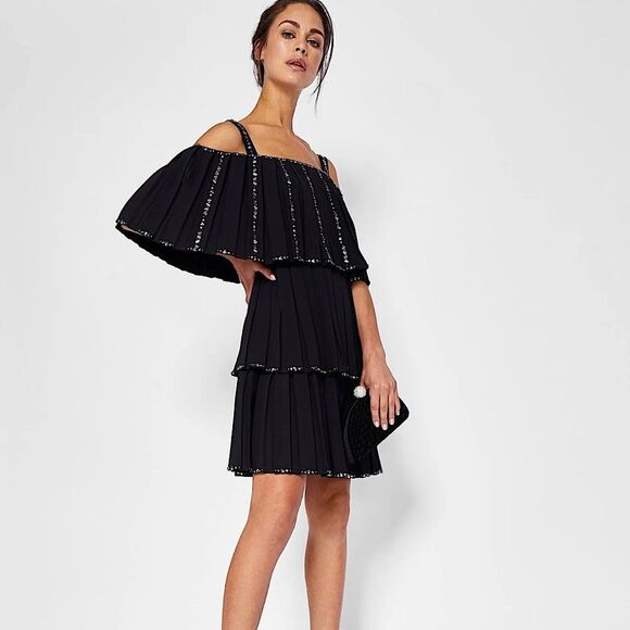 TED BAKER Cocktail Dress Meltea Sparkly Tiered Dress • NEW WITH TAGS • - Picture 4 of 11